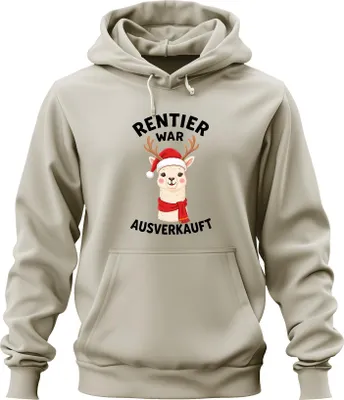 Produktbild von Rentier war t Alpaka Weihnachten lustig Geschenk Uni Hoodie Kapuzenpullover, Natur, XL