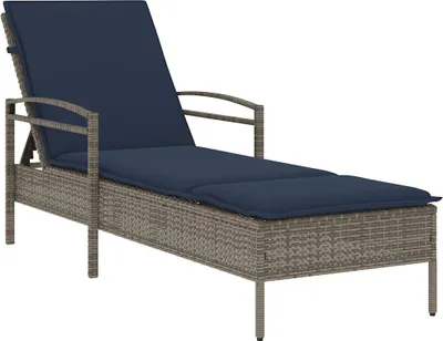 Produktbild von vidaXL | Sonnenliege | mit Kissen Grau 63 x 200 x 81 cm Poly-Rattan