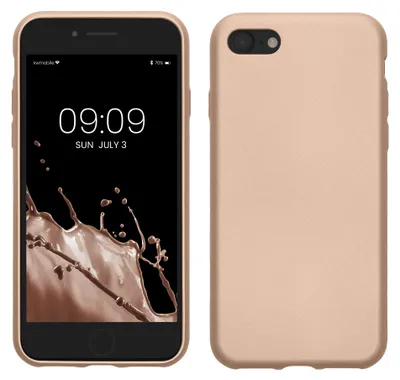 Produktbild von kwmobile Handyhülle für Apple iPhone SE (2022) / SE (2020) / 8 / 7 Hülle - Silikon Case metallisch schimmernd - Schutzhülle Cover - Metallic Gold
