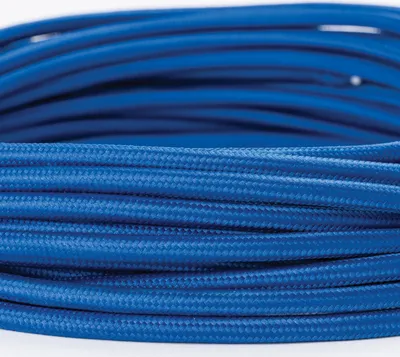 Obrázek produktu pro Textilní kabel pro lampy YML 3-žilový, (3x 0,75 mm) Elektrický kabel s textilním pláštěm a zemnícím vodičem pro lampy, modrý, 1m