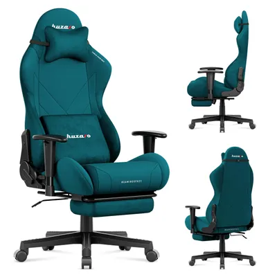 Produktbild von Huzaro Force 5.7 Teal – Gaming Stuhl, 2D-Armlehnen, 155° Neigung, Nacken- & Lendenkissen, Fußstütze, SGS-, 136 kg