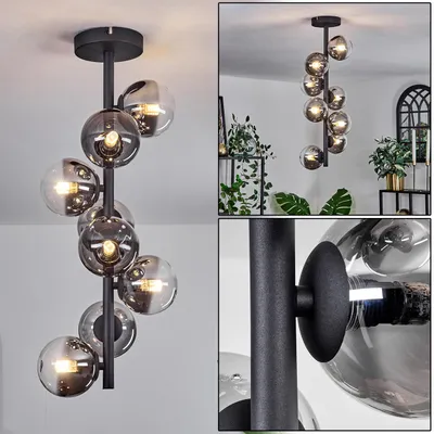 Produktbild von Isorella Deckenlampe aus Metall/Glas in Schwarz/Rauchfarben/Klar