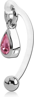 Produktbild von viva-adorno Intimpiercing KVV Christina Bioflex Piercing Banane Kristall Tropfen Anhänger Bauchnabelpiercing Z550, rosa
