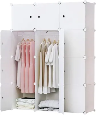Zdjęcie produktu dla Szafka garderobiana z tworzywa sztucznego, 12 przegródek, głębokość 45 cm, z drzwiczkami i 2 wieszakami, do salonu