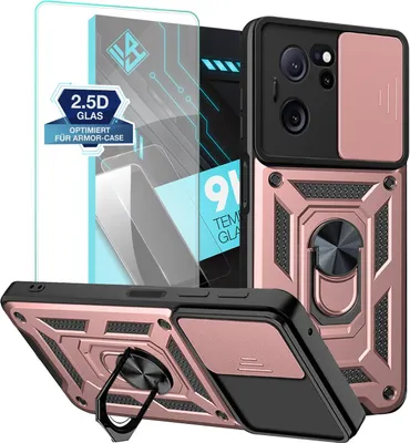 Produktbild von Armor Handyhülle für Xiaomi 13T / 13T Pro mit 9H Displayglas Displayschutz Kameraschutz Handy Panzer Case Cover Schutzhülle Outdoor Farbe: Rosegold