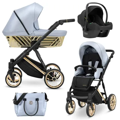 Produktbild von Kinderwagen Kunert Ivento Glam Premium 3in1 – Farbe: Eco Baby Blue Metallic