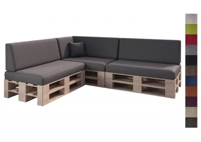 Produktbild von sunnypillow 8er Palettenkissen Set mit abnehmbarem Bezug Sitzkissen + Rückenkissen Palettenauflage Palettenpolster Indoor / Outdoor | Anthrazit |