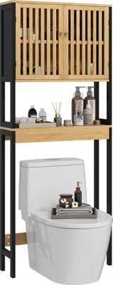 Produktbild von Badezimmerschrank mit 2 Tš¹ren und offenem Regal, Bambus