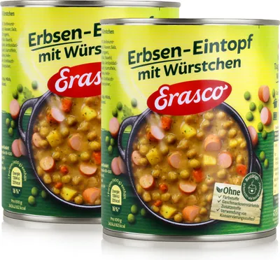 Produktbild von Erasco Erbsen-Eintopf mit Würstchen 800g Fertigessen (2er Pack)