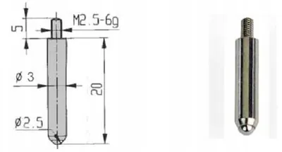 Image de Gimex Pointe de Comparateur Cylindrique Sphérique 20 x 3 mm