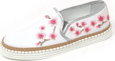 Produktbild von D0298 sneaker donna HOGAN REBEL R260 scarpa bianco fiori slip on shoe woman