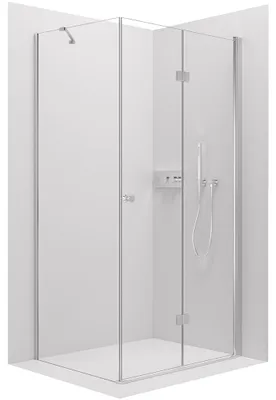 Image de Douche Volpe L/P - 6 mm - verre transparent chromé - 110x70x190 cm - avec porte battante