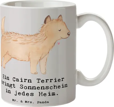 Produktbild von Mr. & Mrs. Panda Kaffeetasse Cairn Terrier Glück - Grau Pastell - Geschenk, Familienhund, Hundepflege, Hunderassen Pflege, Tasse, Hunderasse, Sprüche über Hunde, Teetasse