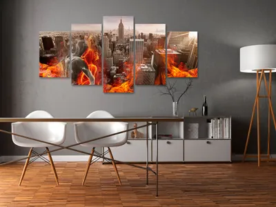 Produktbild von Akustikbild Gestalten Akt 200x100 cm Bilder Akustikschaum Hochleistungsschallabsorber Schallschutz Leinwand 5 tlg Wandbild Raumakustik Schalldämmung New York h-C-0039-b-m