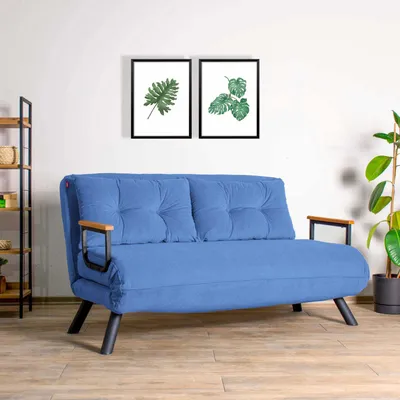 Immagine prodotto di Hanah Home, Sando 2 posti - Blu, Divani letto, Divano letto a 2 posti, Blu, Poliestere, 133 x 78 x 78 x  cm