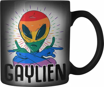 Produktbild von Trendation - Gaylien Farbwechsel Zauber-Tasse Geschenk Schwule Lesben LGBTQ Bisexuel Transgender Geschenkidee (Schwarz)