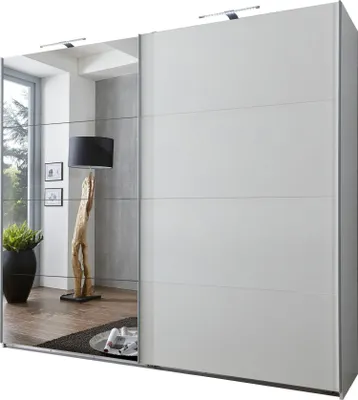 Immagine prodotto di Armadio Ernie con ante scorrevoli e specchio, bianco, 225x65x210cm