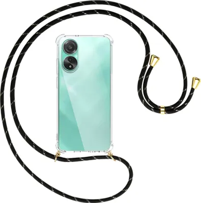 Produktbild von Handykette Backcover-Schutzhülle mit Band (Metall goldfarben) für Oppo A78 4G (CPH2565) - schwarz/gold