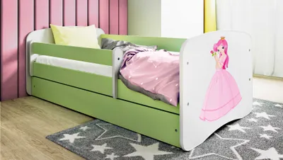 Produktbild von Kinderbett Jugendbett Prinzessin 70x140, 80x160, 80x180 cm - Komplettset mit Matratze, Schublade & Rausfallschutz