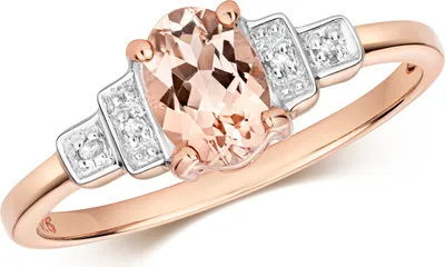 Image de Bague Femme Or Rose 375/1000 et Diamant Brillant H - PK avec Morganite, 53 (16.9); TRS35614RSM
