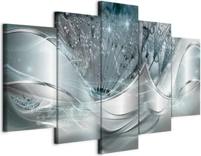 Produktbild von Italienischer Leinwand Leinwandbild - Sparkling Dandelions (5 Parts) Blue Wide 225x112.5 cm Abstrakt a-C-0087-b-o