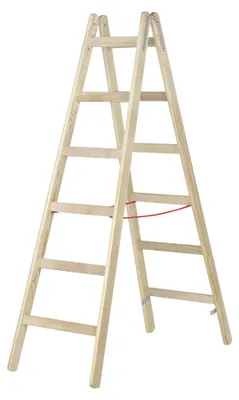 Image de Échelle double à échelons en bois Hymer, accessible des deux côtés, 2x6 échelons, hauteur verticale 1,70 m, hauteur de portée 3,10 m, poids 10,0 kg