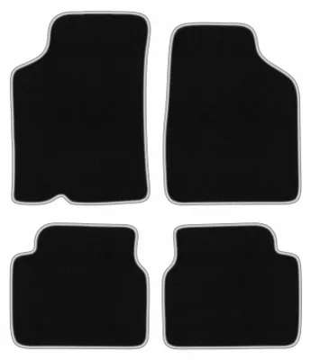 Produktbild von Fußmatten Automatten Velours Schwarz/Silber für Kia Sephia I 1994-1997 Set 4-tlg