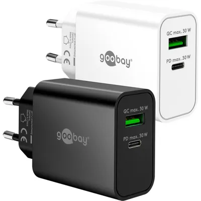Produktbild von 30 W USB-C PD GaN Dual-Schnellladegerät schwarz
