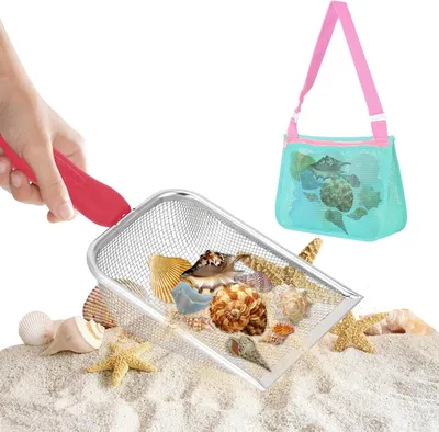 Produktbild von Strandspielzeug Tasche, Edelstahl Kinderschaufel, Wiederverwendbare Sammeltasche mit Reißverschluss, Für