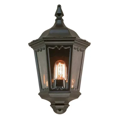 Image de Applique d'extérieur Medstead noire 1xE27x60W en aluminium, dimensions : 44,5 x 26 x 14 cm, IP44, Elstead