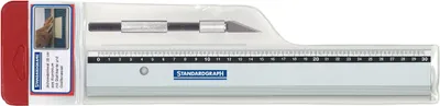 Produktbild von Standardgraph Aluminium-Schneidelineal Set 50 cm, mit Edelstahlkante & Messer