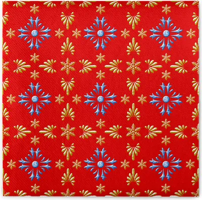 Produktbild von Sovie HORECA Weihnachtsserviette Scarlett in Rot-Blau aus Linclass® Airlaid 40 x 40 cm, 50 Stück - Ornamente