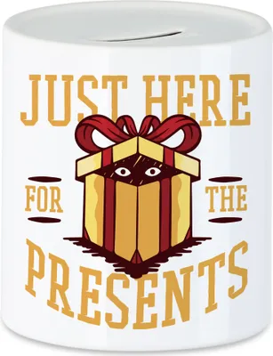 Produktbild von Just here for the presents Spardose Weihnachten Geschenkidee lustige Tasse mit Motiv Christmas Party