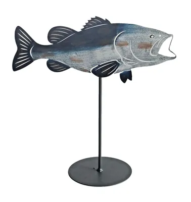 Produktbild von Deko Metall Fisch auf Stab Sockel Maritim Fische Zierfisch Tier Figur Skulptur