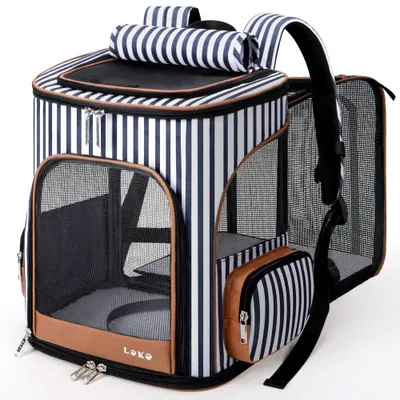 Erweiterbarer Haustierrucksack XL, gestreift, für Katzen & Hunde
