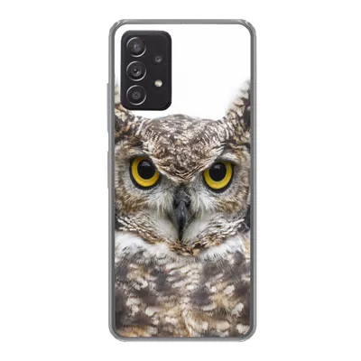 Produktbild von MuchoWow® Handyhülle Schutzhülle Hülle für Samsung galaxy a73 Porträt einer braunen Eule auf weißem Hintergrund Silikon Softcase Handy Hülle - Handyhülle