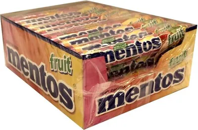 Produktbild von Mentos Fruit Kaubonbons, Kiste mit 40 Rollen à 38g