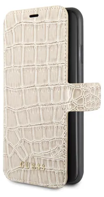 Produktbild von Apple iPhone X-Xs Book type case Guess GUFLBKSPXCSCROBE Beige for iPhone X-Xs