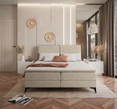 Produktbild von VIOLETT Boxspringbett mit Bonellmatratze und mit Topper Monolith 02 140x200 cm