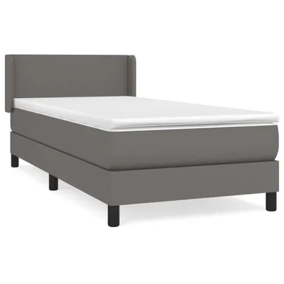 Produktbild von Boxspringbett mit Matratze Grau 80x200 cm Kunstleder