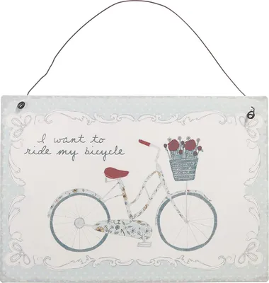 Produktbild von Metallschild "I want to ride my Bicycle" zum Aufhängen - 15 x 22 cm