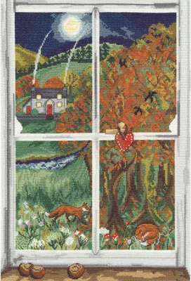 Productafbeelding van Bothy Threads Kreuzstich Stickpackung "Kastanien-Fenster", Zählmuster, XDD6, 25x36cm