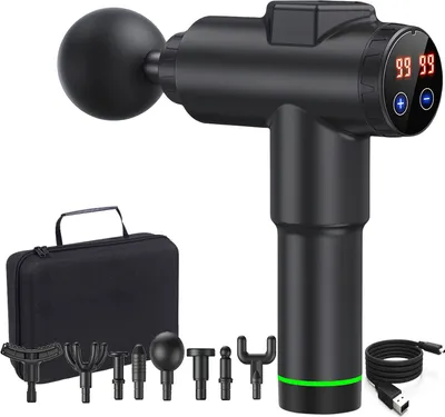 Produktbild von Massage Gun，Rücken- und Nackenmassagegerät mit LCD-Bildschirm, professionelles Muskelmassagegerät, Entspannungstherapie, Körpermassagegerät.