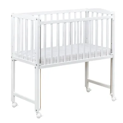Produktbild von Baby-Delux Beistellbett Stillbett Babybett 90x40 weiß inkl. Matratze Bettwäsche Set komplett Waffelpique Bärchen Rosa