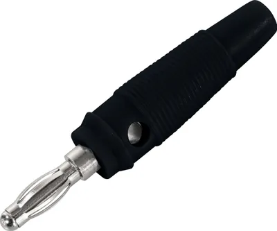 Produktbild von Bananen-Stecker McPower, 4mm, Querloch, Druckfeder, schwarz