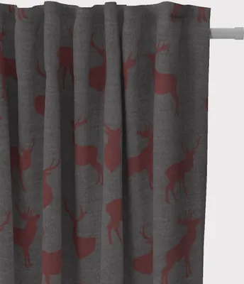 Produktbild von SCHÖNER LEBEN. Vorhang mit Hirschen grau rot 245cm oder Wunschlänge Aufhängung Smok-Schlaufenband