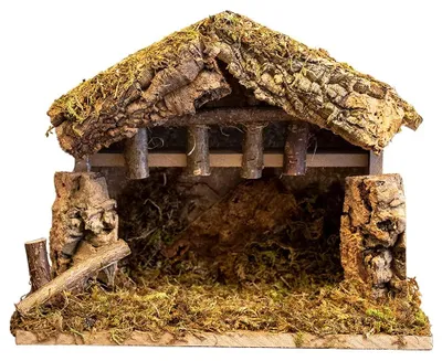 Holz-Krippe, 25,4 x 12,7 x 20,3 cm, handgefertigt in Italien