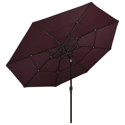 Produktbild von vidaXL Sonnenschirm mit Aluminium-Mast 3-lagig Bordeauxrot 3,5 m