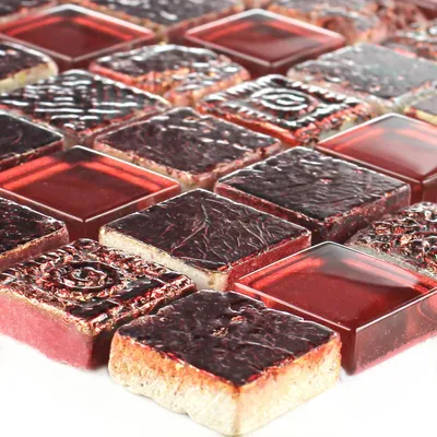 Produktbild von Glas Naturstein Mosaikfliesen Colicos Lava Rot