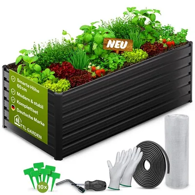 Produktbild von TTL GARDEN Meadow L MIDI Hochbeet 180x80x60cm Metall Anthrazit verzinkt, KI-generiertes Bild
